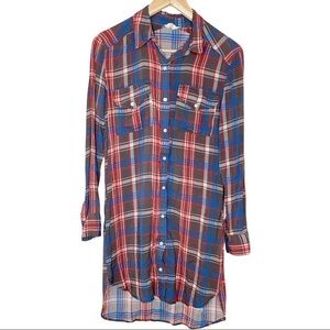 Wilfred Free plaid long sleeve button up mini dress XXS